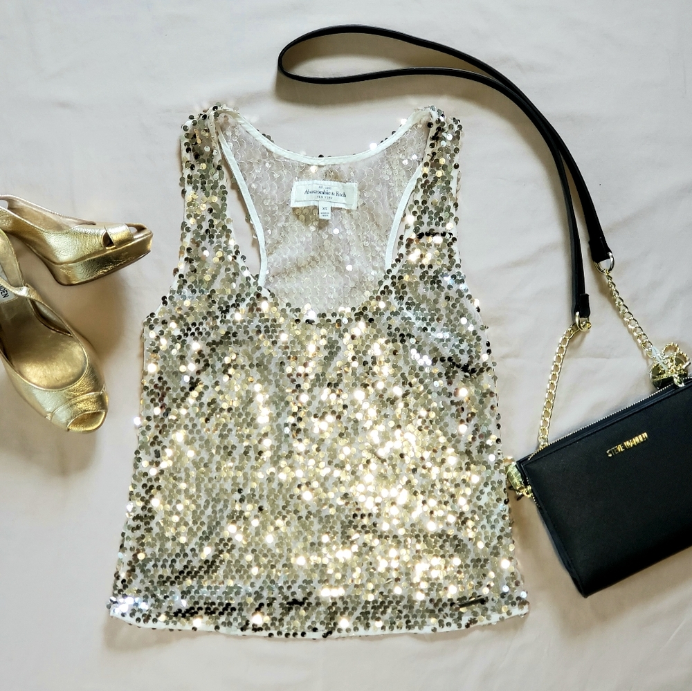 Abercrombie & Fitch Gold Sequin Top Tank
